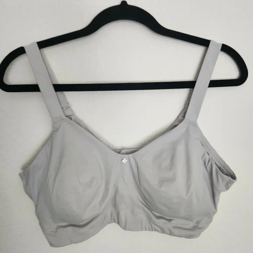 Breezies Womens Padded Gray Bra Adjustable Straps Removable Pads Size 1X